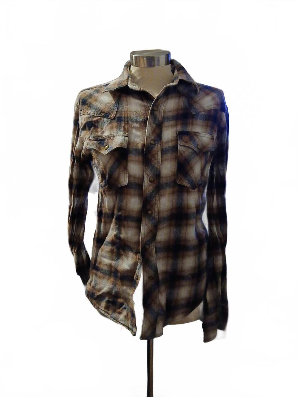 Wrangler Western Brown Plaid Button-Up Long Sleeve Shirt Size S